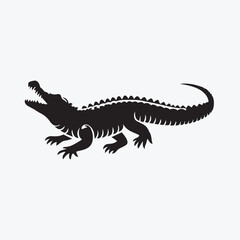 Crocodile black silhouette vector illustration
