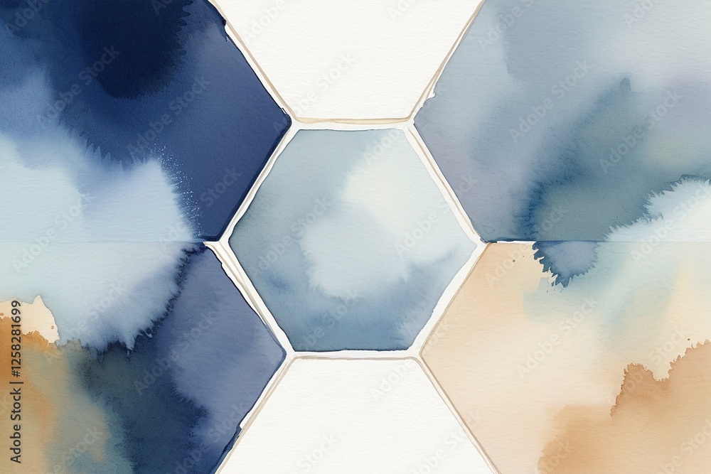 Aufkleber abstract watercolor background in hexagonal pattern design