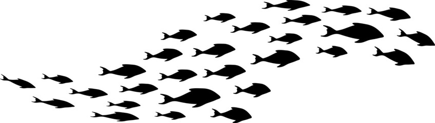 School of Fish Formation Silhouette Illustration Vector