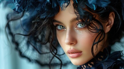 Fototapeta premium Capturing the Essence of a Beautiful Woman: Explore Fashion Art Photography in Raw Style with Stunning Portraits, Creative Direction, and Artistic Expression to Showcase Natural Beauty, High Fashion T