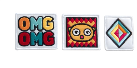 OMG Embroidered Patch Badge on White, Fun Expression Patches, PNG Transparent