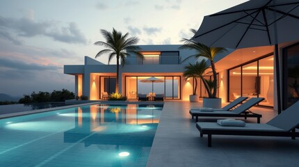Luxury Modern Villa with Pool Sunset View