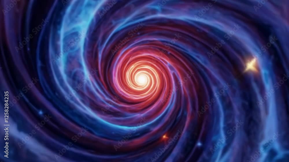 Aufkleber Swirling cosmic vortex with vibrant blue and purple colors captivating the viewer in a mesmerizing display