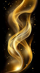 Golden swirls, dark background, abstract art, design element