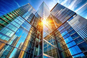 Modern Glass Building Architecture, Urban Skyline, Cityscape, High-Rise, Office Tower