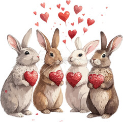 Four Rabbits Valentine's Day
