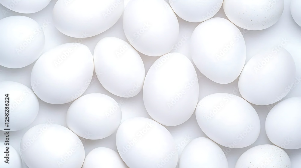 Aufkleber white chicken egg abundance a uniform array of light and shadow purity in culinary backdrop