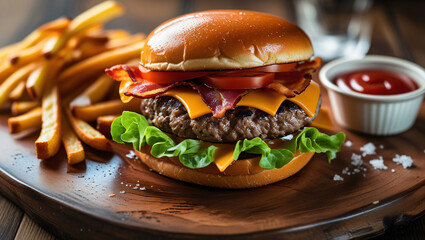 United States - The Ultimate Classic American Cheeseburger with Crispy Fries