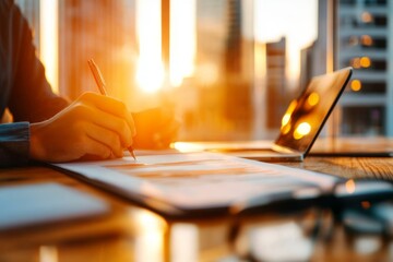 A highly detailed close-up of a candidate hands holding a resume and waiting for their turn in an interview room