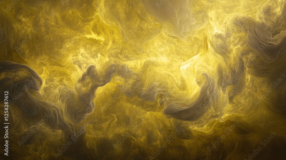 Aufkleber Swirling yellow and gray clouds of Venus create an ethereal atmosphere illuminated by glowing sunlight. Generative AI