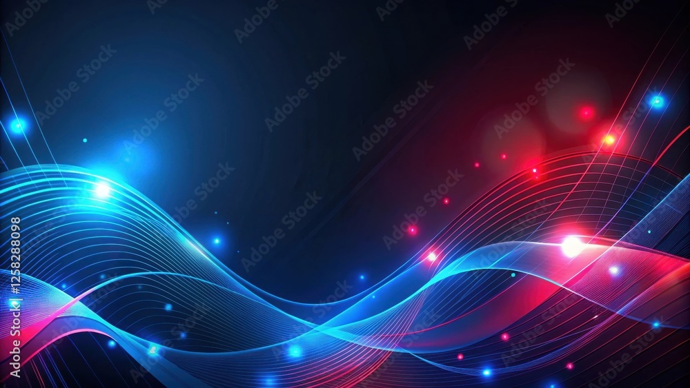 Poster abstract neon wave background with glowing particles and lines