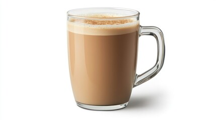 Obraz premium Isolated cup of coffee latte on a white background with a smooth clipping path, featuring detailed frothy milk and rich coffee.