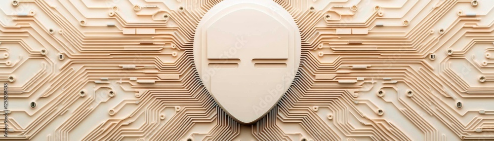Poster A stylized, futuristic face emerges from intricate circuit patterns, blending technology and art in a visually striking design.