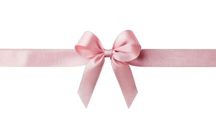 Pink ribbon with bow on transparent background