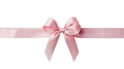 Pink ribbon with bow on transparent background