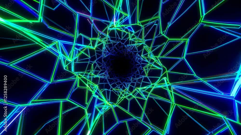 Leinwandbilder colorful geometric patterns swirl in a mesmerizing digital tunnel created with glowing lines