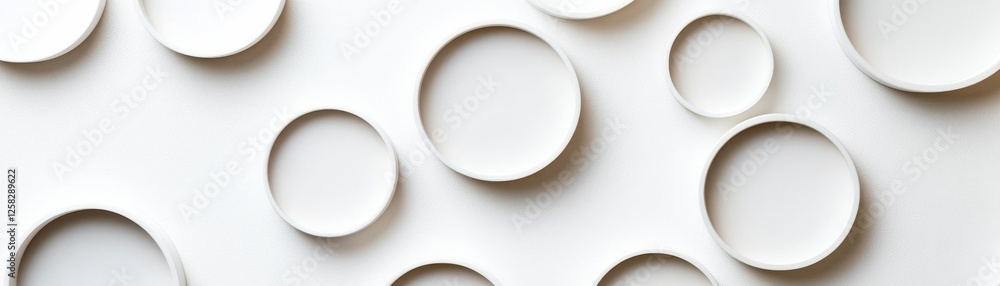 Poster a clean, minimalist background featuring various circular shapes, creating a modern and artistic des