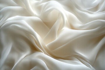 Obraz premium Draped ivory silk fabric, soft folds, studio lighting, background blur, textile design