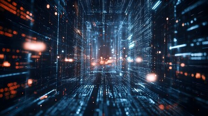 Abstract Digital Data Stream, Futuristic Technology Background