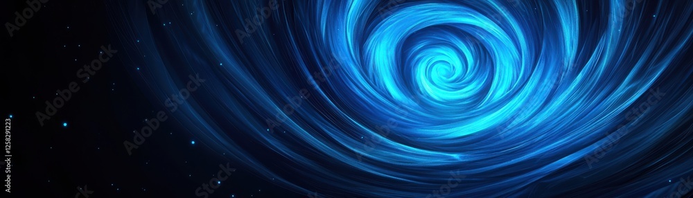 Poster a vibrant blue vortex swirls against a dark backdrop, creating a captivating sense of depth and moti