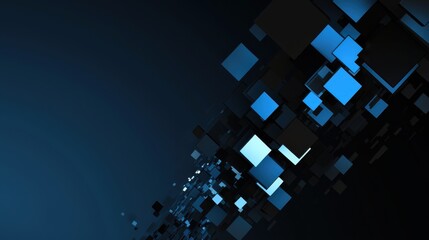 Abstract Minimalistic Rectangles Pattern on Blue Background for Design Banner Template with Central White Space for Text. Simple Geometric Modern Wallpaper with Copy Space on Blue Background.