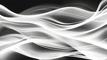 Abstract White Wavy Lines on Dark Background for Creative Design