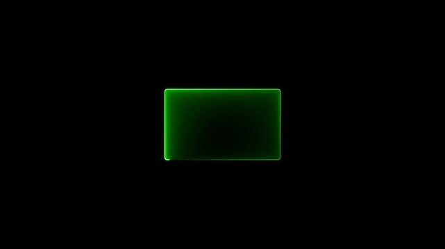 green  color Rectangle glowing neon frame background animation, Glowing neon rectangle border frame in the shape rectangle. Neon abstract blue color rectangle shape animation.