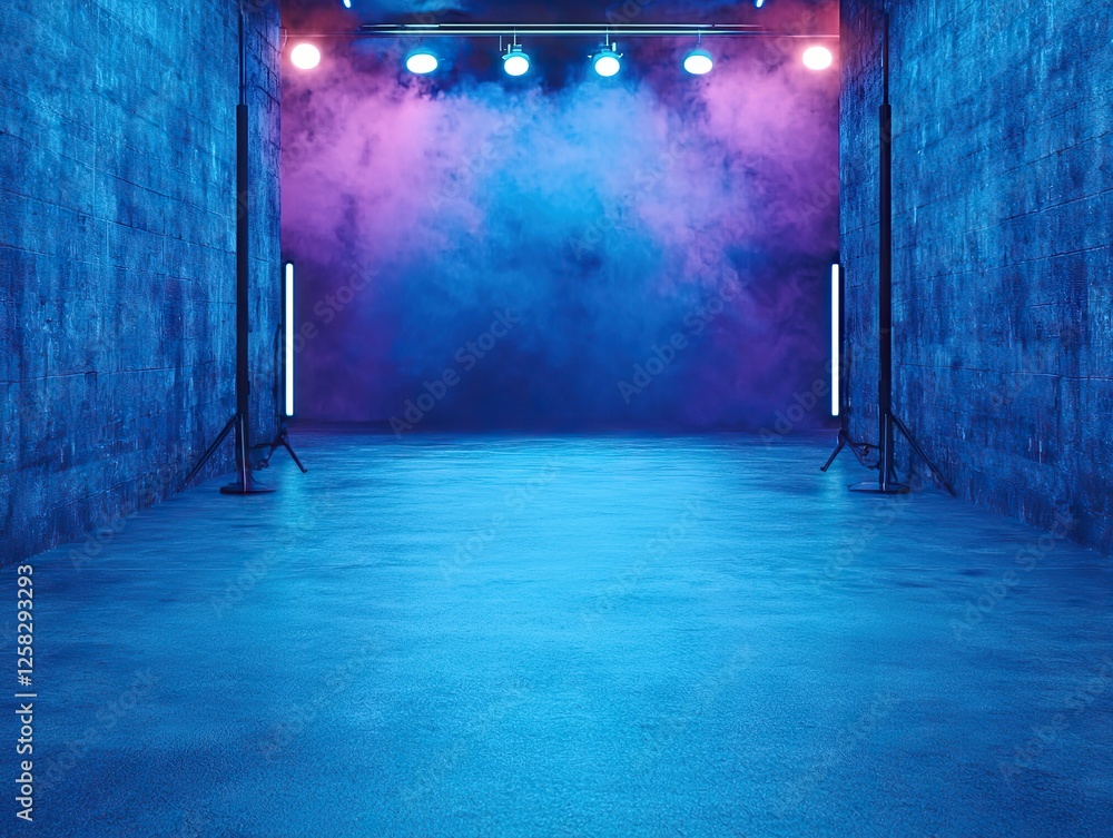 Poster dynamic light show event in minimalistic studio photo of modern design vibrant colorful atmosphere