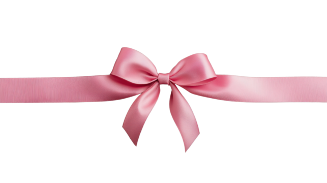 Pink silk ribbon bow isolated on transparent background