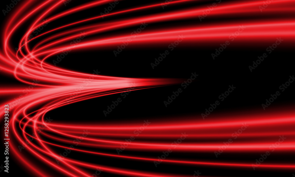 Poster abstract red light fast speed curve dynamic motion on black background vector