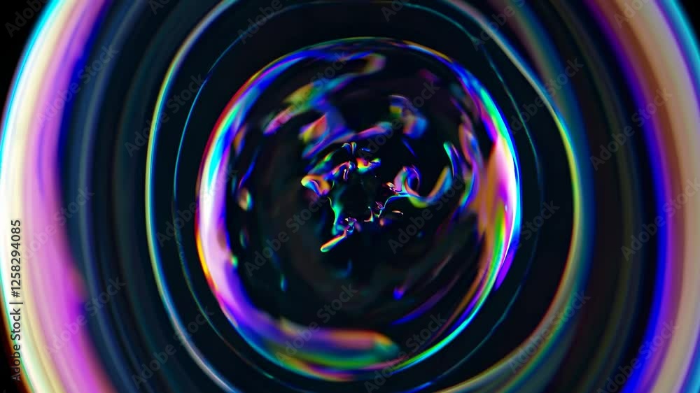 Poster colorful liquid vortex swirls and creates mesmerizing patterns in a dark setting
