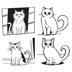 Set of funny cartoon cats