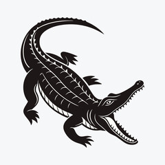Fototapeta premium Crocodile black silhouette vector illustration