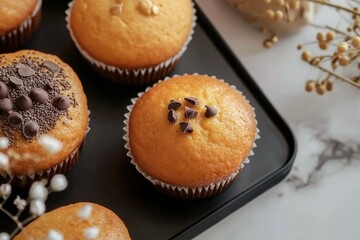 Tiny muffins featuring carrot, ginger, chocolate protein powder, and pumpkin topped with sunflower seeds beautifully displayed on a tray