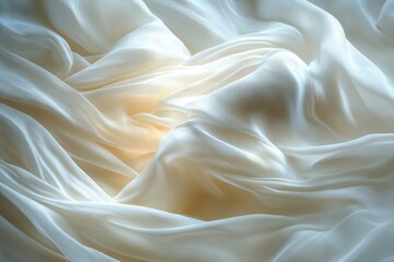 Obraz premium Draped ivory silk fabric, studio shot, soft light, elegant texture, website background