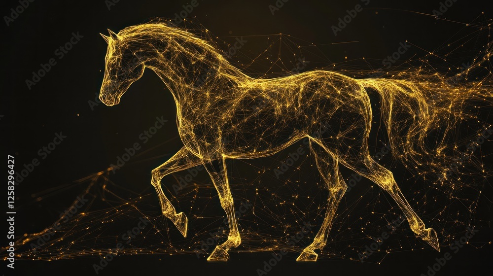 Canvas Prints Golden Horse: A Digital Masterpiece