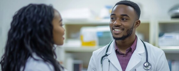 Obraz premium Young Specialists With Stethoscope Having Discussion