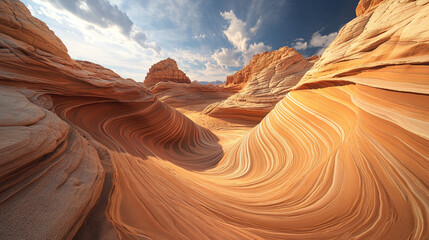 Stunning rock formations in the colorful landscape of the Wave at Coyote Buttes North