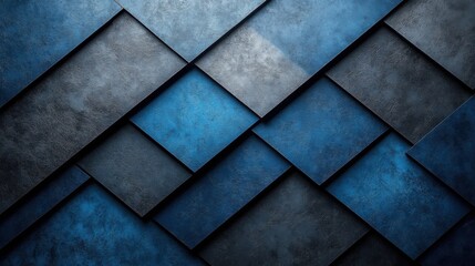 Minimalist abstract wallpaper featuring rectangles on a Blue background. Banner template with white space for text, perfect for modern and professional design purposes.