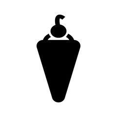 Silhouette ice cream icon with a waffle cone, representing classic summer desserts and frozen delights.