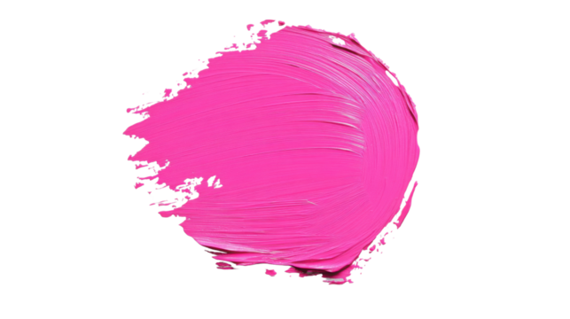Pink paint stroke on transparent background creating abstract design - Powered by Adobe