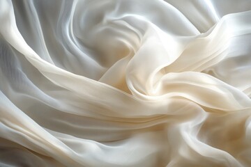 Fototapeta premium Cream silk fabric swirls, studio backdrop, texture, elegant design