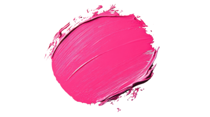 Pink lipstick smear stroke on transparent background representing makeup and beauty