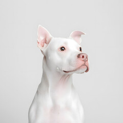 Obraz premium Close-up portrait of a white pit bull on white color background