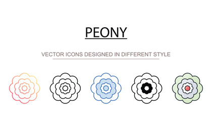 Peony icon design with white background stock illustration