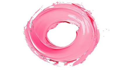 Pink paint is creating a circular frame with transparent background