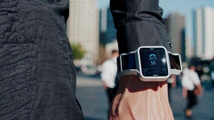 Exploring urban life with technology on display in a bustling city environment - Powered by Adobe