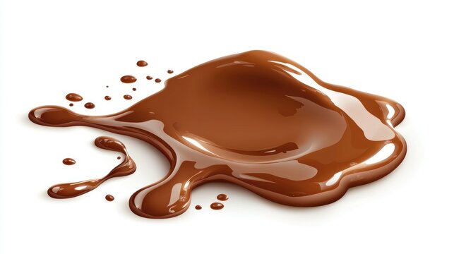 Liquid Chocolate Puddle with Realistic 3D Vector Drip