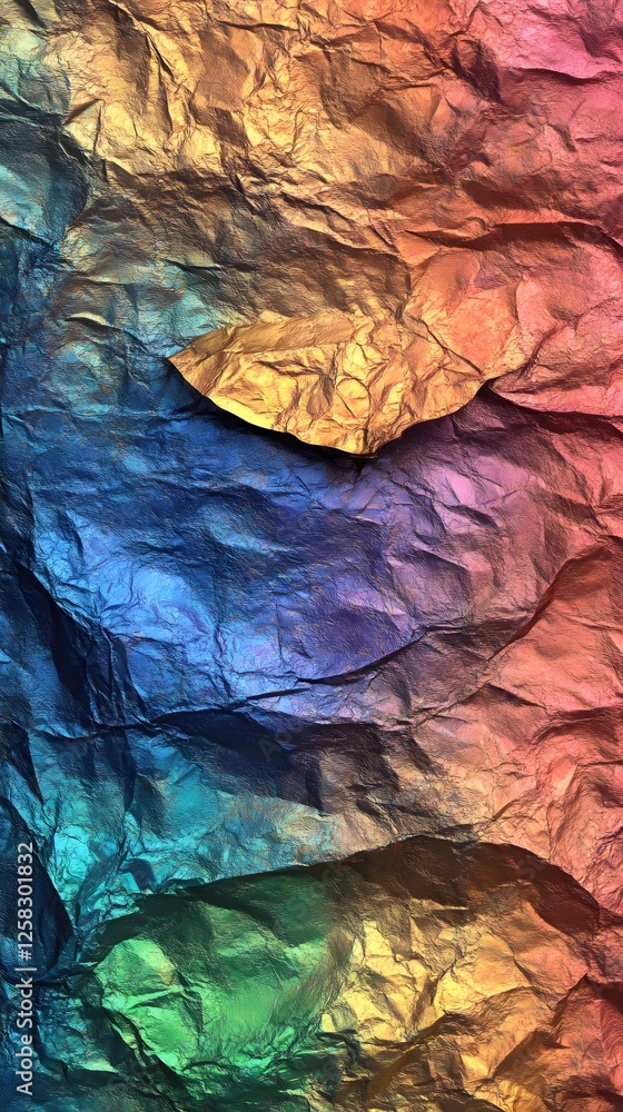 Poster iridescent foil texture with vibrant color gradient for abstract background design element