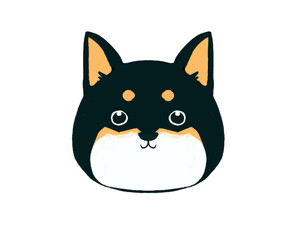 かわいい黒柴犬キャラクターの顔
